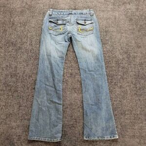 725 Flare Jeans Womens  30Lx32 Yellow Embroidered Low Rise Bootcut Denim